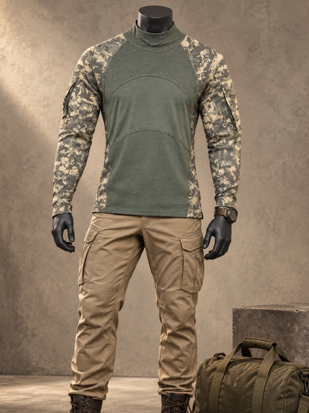 Massif Army Combat Shirt FR UCP Digital Camo Mock Neck Top Medium NWT